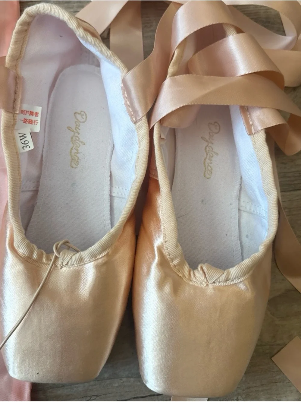 Kids Satin Ballet Pointe Shoes in Rose Gold